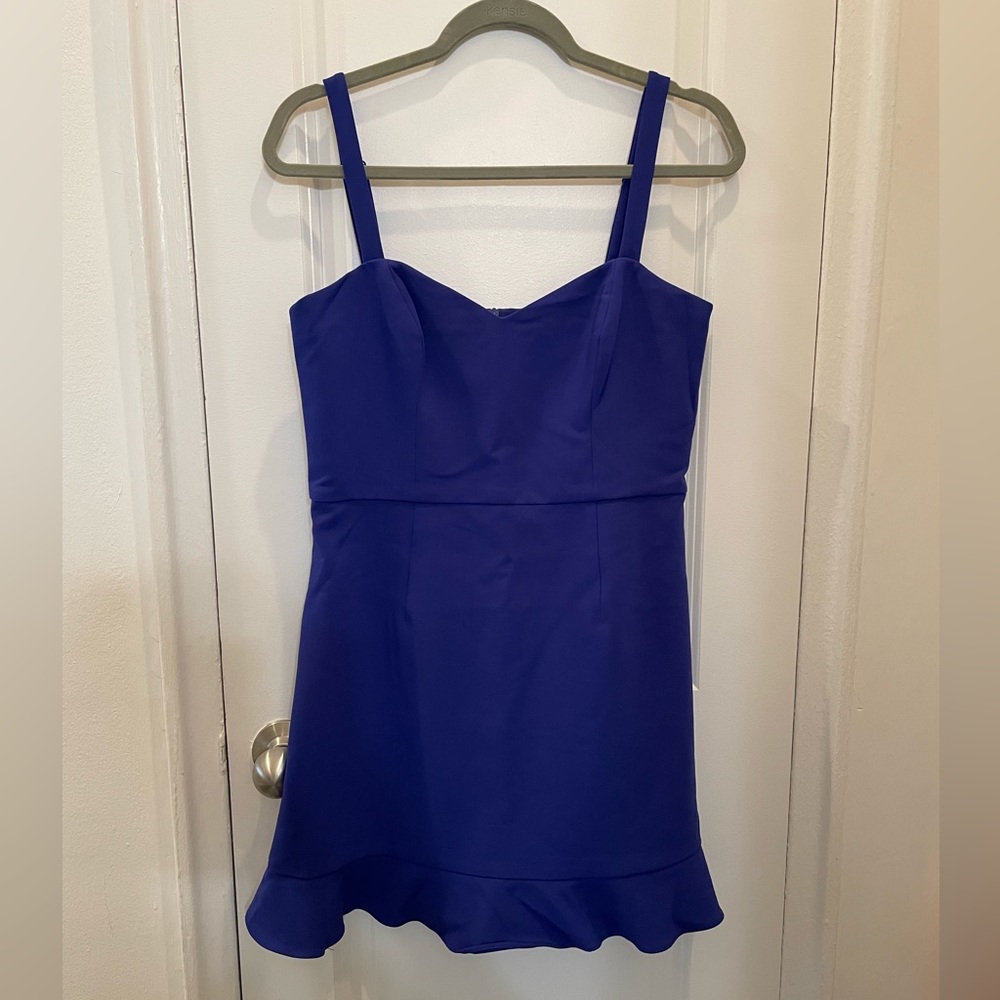 French Connection Whisper Ruffle Hem Dress Clement Blue Size 8 NWT